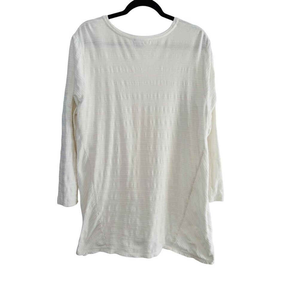 2/$30 Pure Jill 2X Cotton White Textured Long Sleeve Top